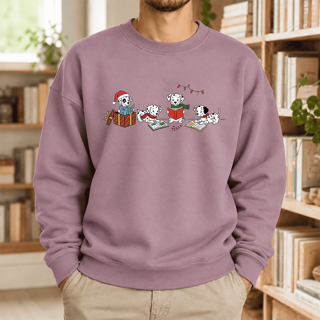 Dalmatian Dogs Reading Softstyle Sweatshirt | Christmas Book Lover Gift Paragon