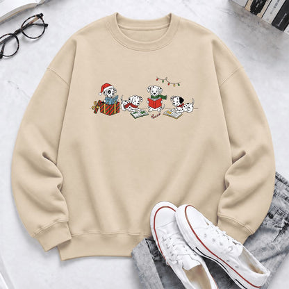 Dalmatian Dogs Reading Softstyle Sweatshirt | Christmas Book Lover Gift Sand