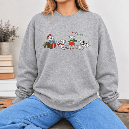 Dalmatian Dogs Reading Softstyle Sweatshirt | Christmas Book Lover Gift Sport Grey