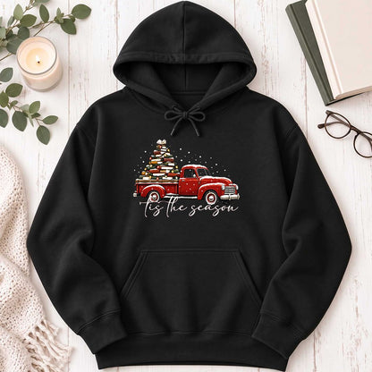 Tis The Season Softstyle Hoodie | Christmas Book Lover Gift Black