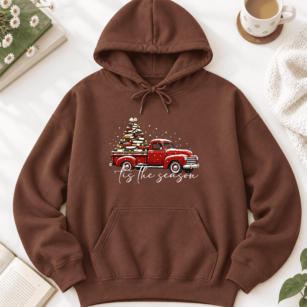 Tis The Season Softstyle Hoodie | Christmas Book Lover Gift Cocoa