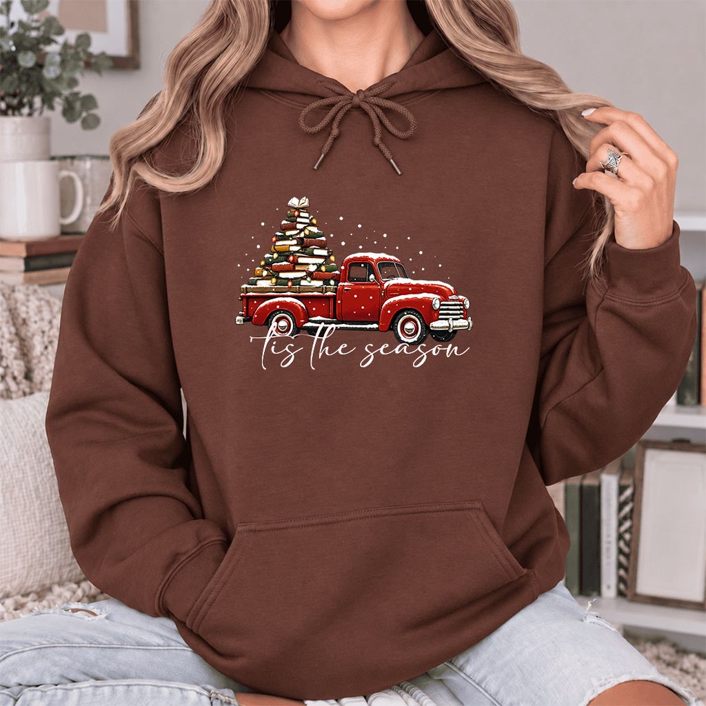 Tis The Season Softstyle Hoodie | Christmas Book Lover Gift Cocoa