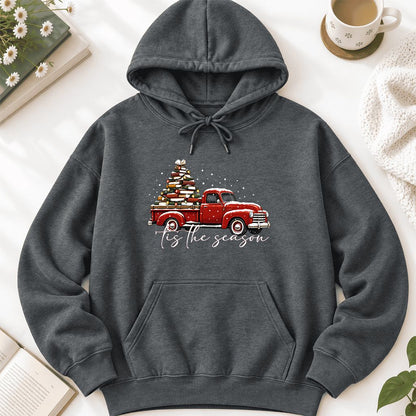 Tis The Season Softstyle Hoodie | Christmas Book Lover Gift Dark Heather