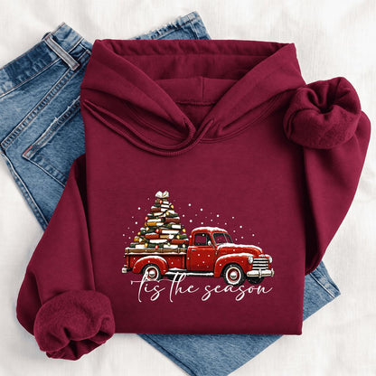 Tis The Season Softstyle Hoodie | Christmas Book Lover Gift Maroon