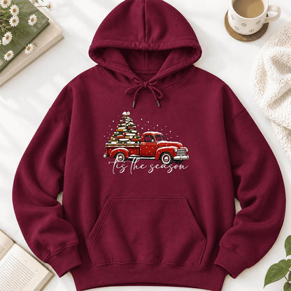 Tis The Season Softstyle Hoodie | Christmas Book Lover Gift Maroon