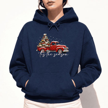 Tis The Season Softstyle Hoodie | Christmas Book Lover Gift Navy