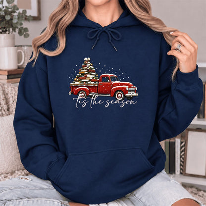 Tis The Season Softstyle Hoodie | Christmas Book Lover Gift Navy
