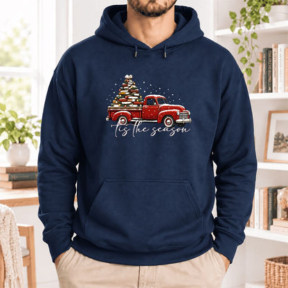 Tis The Season Softstyle Hoodie | Christmas Book Lover Gift Navy