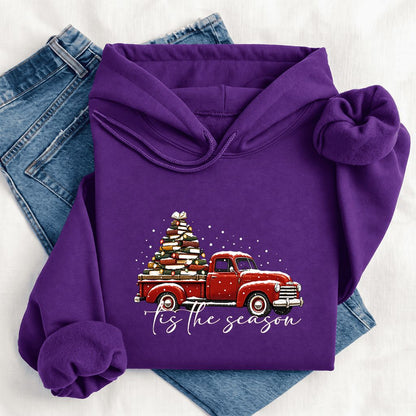 Tis The Season Softstyle Hoodie | Christmas Book Lover Gift Purple