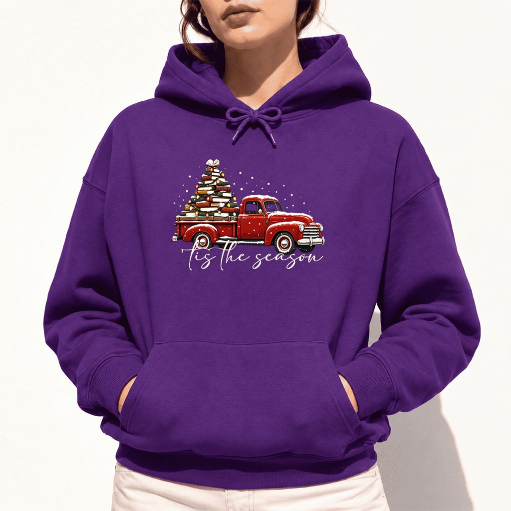 Tis The Season Softstyle Hoodie | Christmas Book Lover Gift Purple