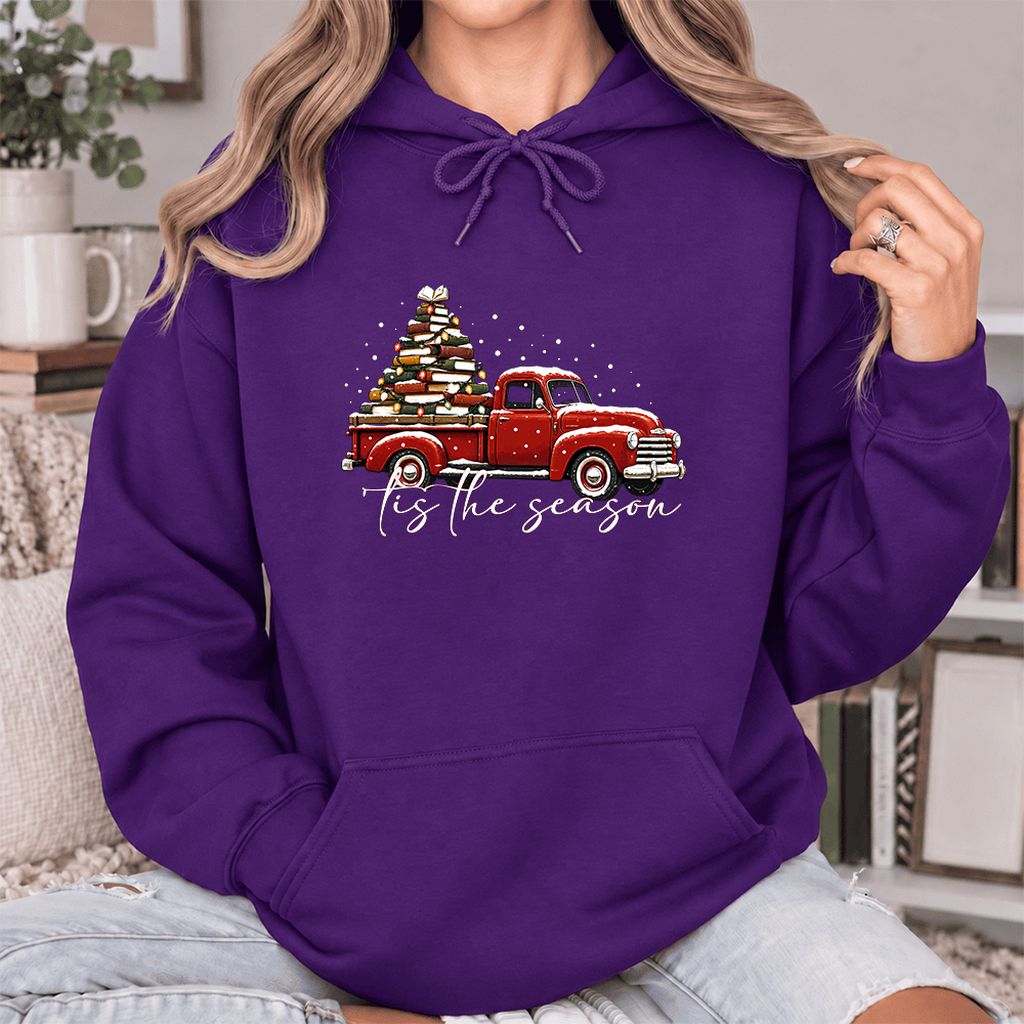 Tis The Season Softstyle Hoodie | Christmas Book Lover Gift Purple