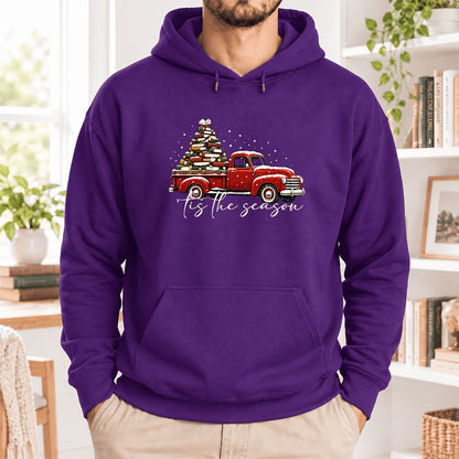 Tis The Season Softstyle Hoodie | Christmas Book Lover Gift Purple