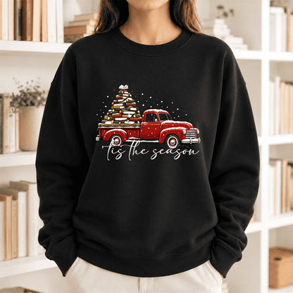Tis The Season Softstyle Sweatshirt | Christmas Book Lover Gift Black