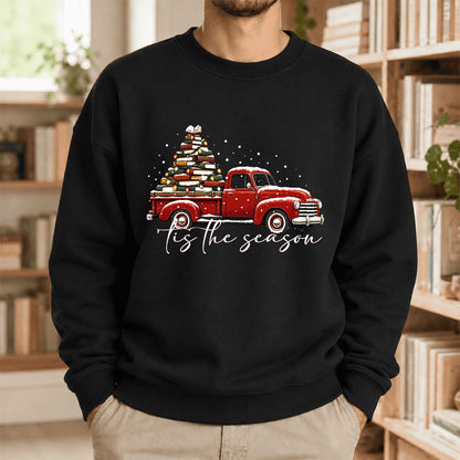 Tis The Season Softstyle Sweatshirt | Christmas Book Lover Gift Black