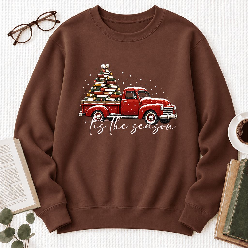 Tis The Season Softstyle Sweatshirt | Christmas Book Lover Gift Cocoa