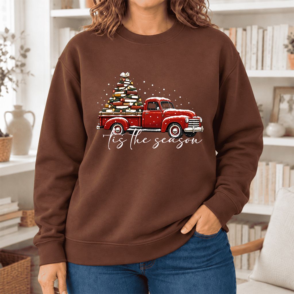 Tis The Season Softstyle Sweatshirt | Christmas Book Lover Gift Cocoa