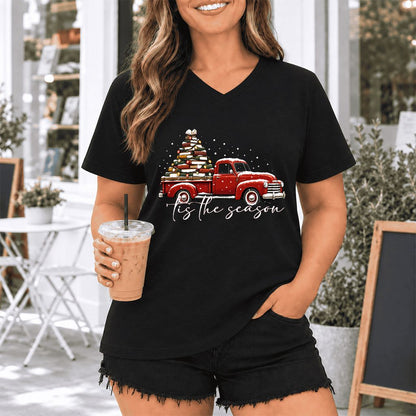 Tis The Season Ultra-Soft V-Neck | Christmas Book Lover Gift Black