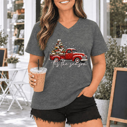 Tis The Season Ultra-Soft V-Neck | Christmas Book Lover Gift Deep Heather
