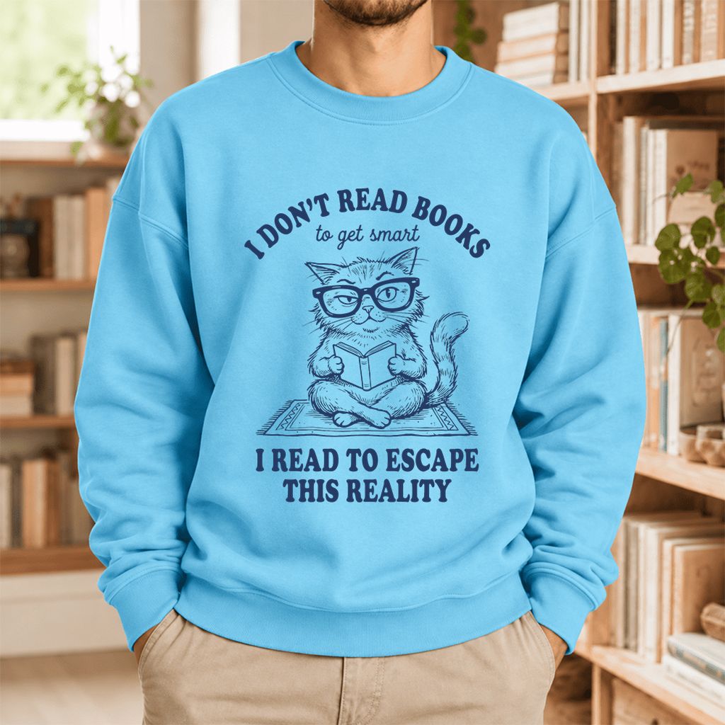 I Don't Read Books To Escape This Reality Softstyle Sweatshirt | Book Lover Gift Sky