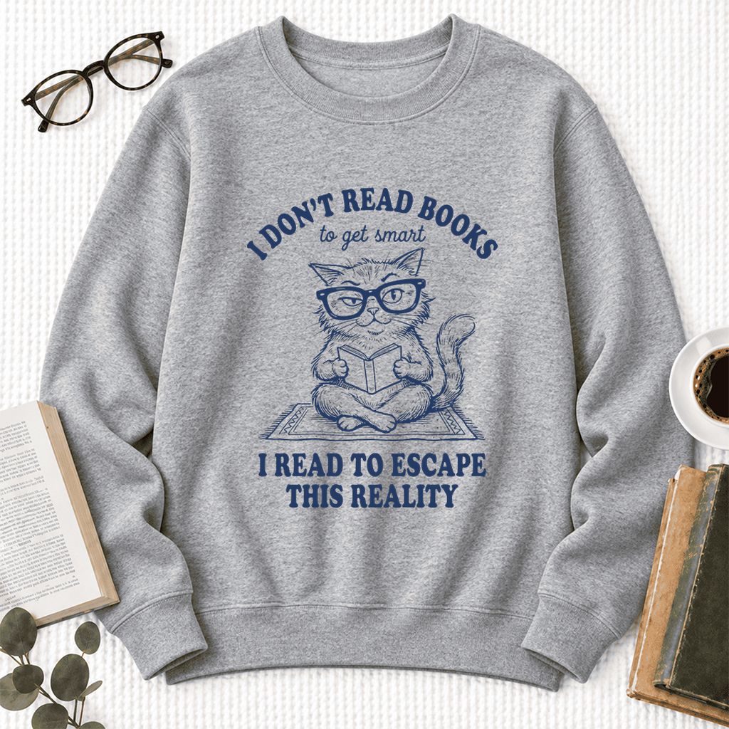I Don't Read Books To Escape This Reality Softstyle Sweatshirt | Book Lover Gift Sport Grey