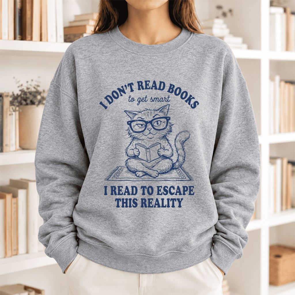 I Don't Read Books To Escape This Reality Softstyle Sweatshirt | Book Lover Gift Sport Grey