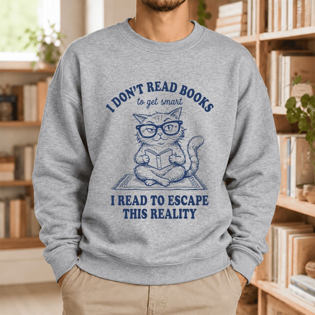 I Don't Read Books To Escape This Reality Softstyle Sweatshirt | Book Lover Gift Sport Grey