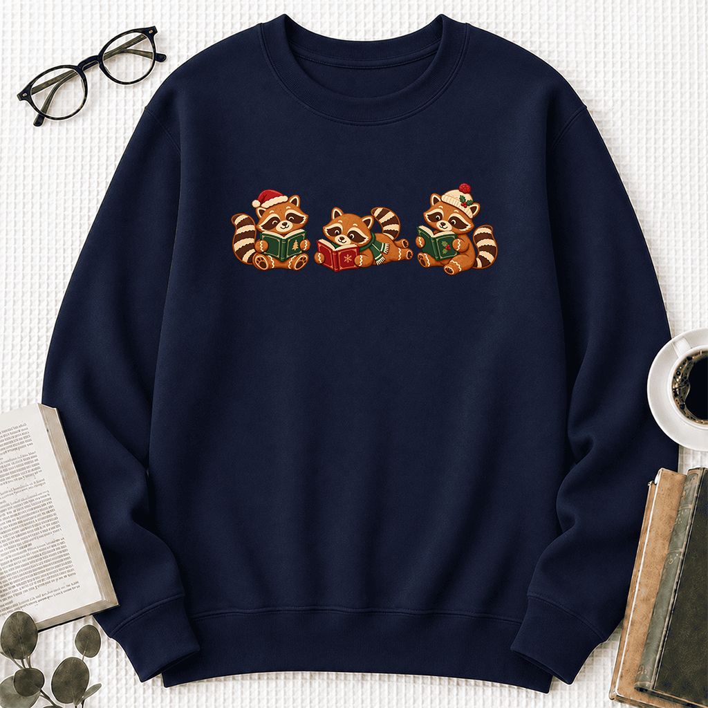 Cozy Christmas Cats Printed Sweatshirt | Holiday Reader Gift Navy