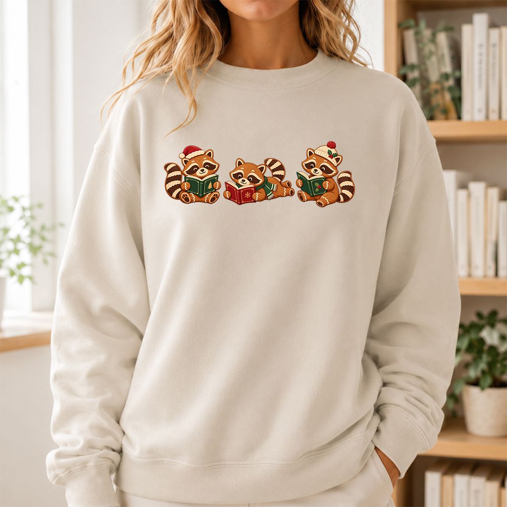 Cozy Christmas Cats Printed Sweatshirt | Holiday Reader Gift Sand
