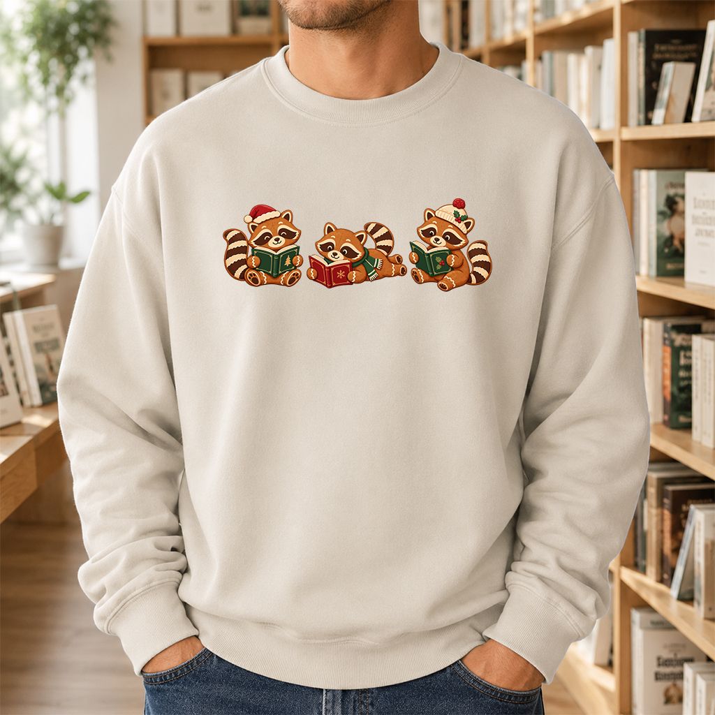 Cozy Christmas Cats Printed Sweatshirt | Holiday Reader Gift Sand