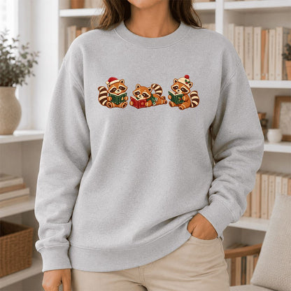Cozy Christmas Cats Printed Sweatshirt | Holiday Reader Gift Sport Grey