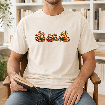 Cozy Christmas Cats Printed T-Shirt | Holiday Reader Gift Natural