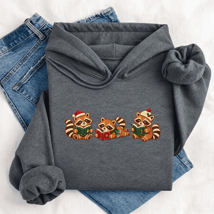 Cozy Christmas Cats Softstyle Hoodie | Holiday Reader Gift Dark Heather