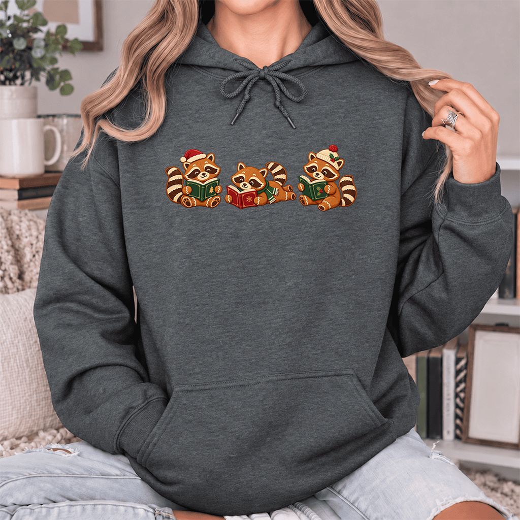 Cozy Christmas Cats Softstyle Hoodie | Holiday Reader Gift Dark Heather