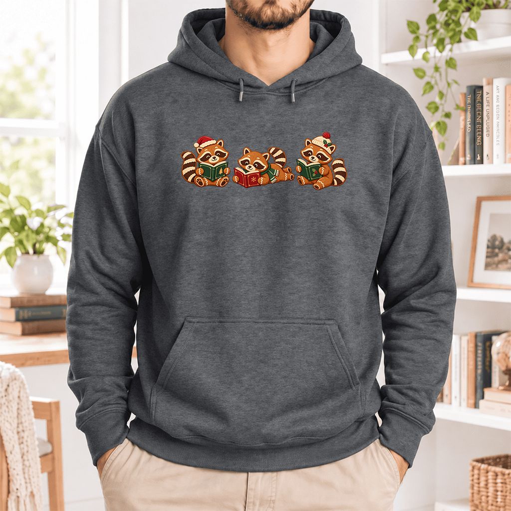 Cozy Christmas Cats Softstyle Hoodie | Holiday Reader Gift Dark Heather