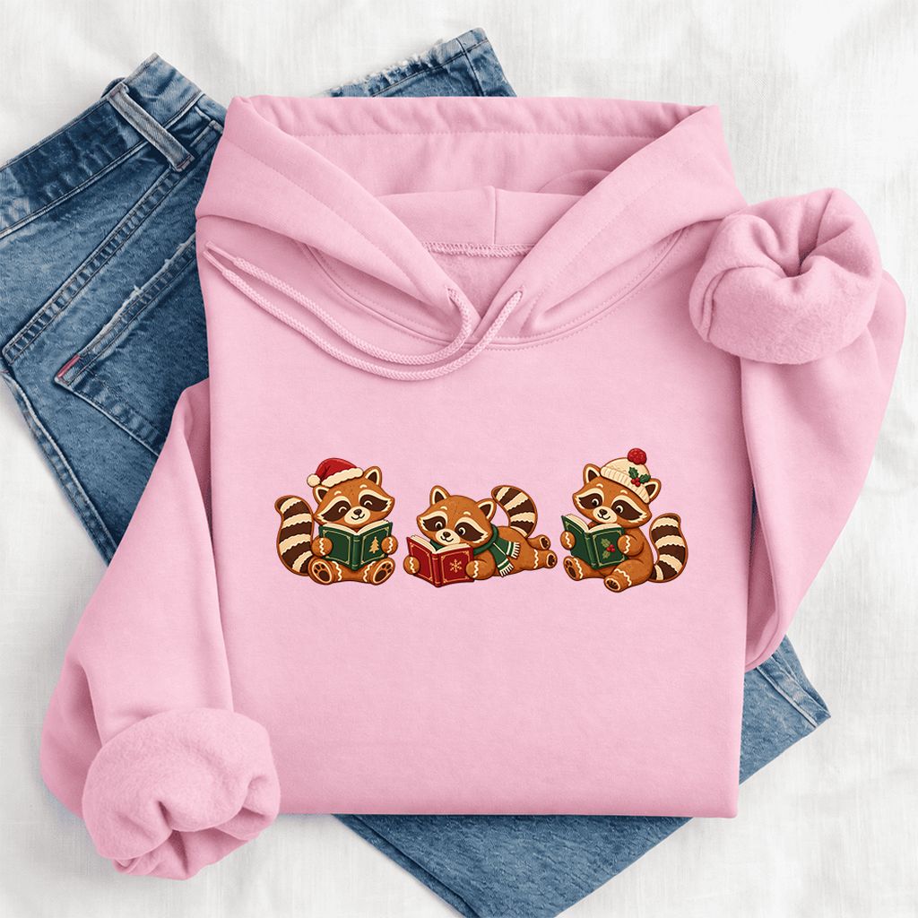 Cozy Christmas Cats Softstyle Hoodie | Holiday Reader Gift Light Pink