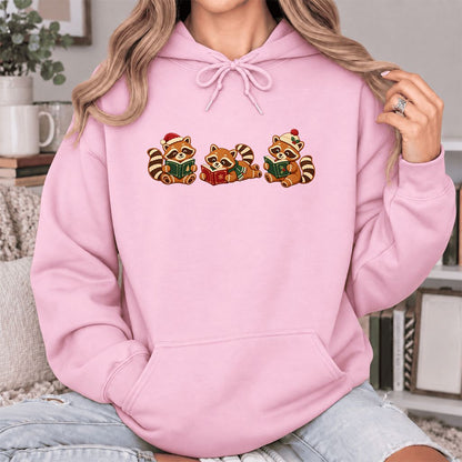 Cozy Christmas Cats Softstyle Hoodie | Holiday Reader Gift Light Pink