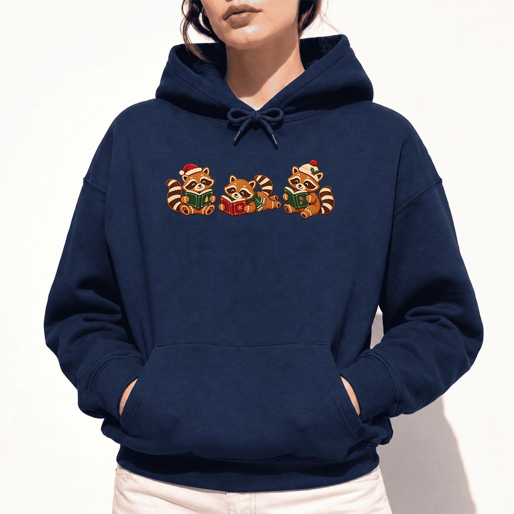 Cozy Christmas Cats Softstyle Hoodie | Holiday Reader Gift Navy