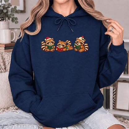 Cozy Christmas Cats Softstyle Hoodie | Holiday Reader Gift Navy