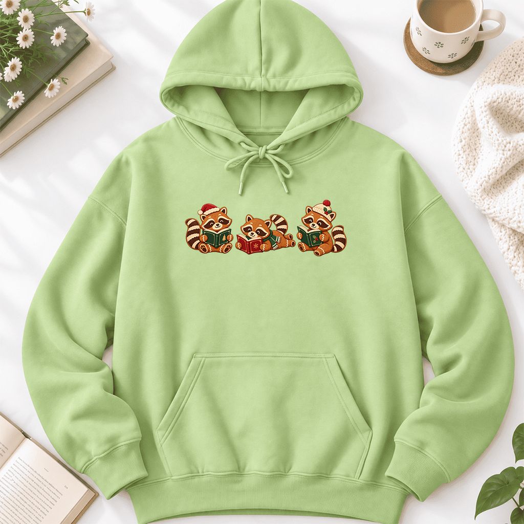 Cozy Christmas Cats Softstyle Hoodie | Holiday Reader Gift Pistachio