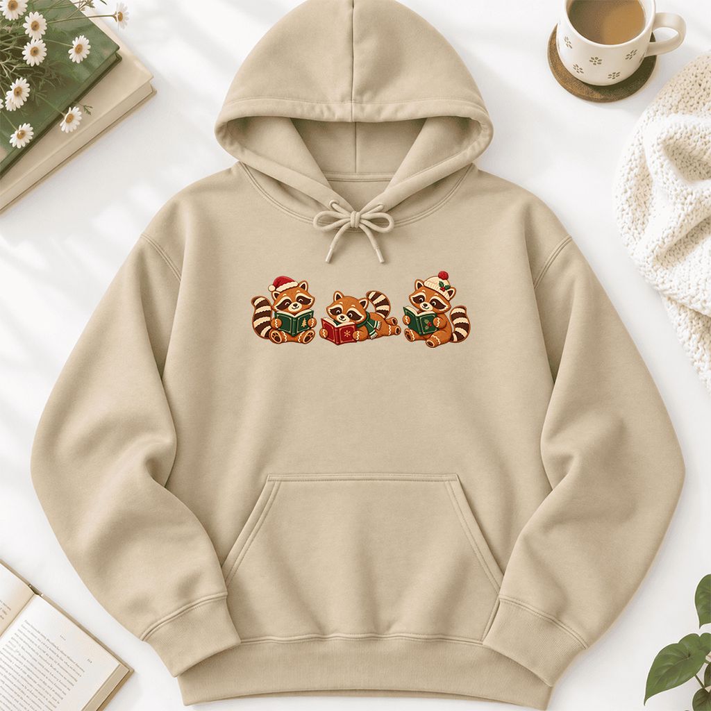 Cozy Christmas Cats Softstyle Hoodie | Holiday Reader Gift Sand
