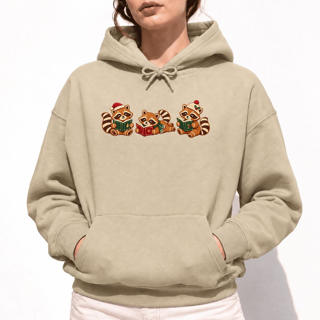 Cozy Christmas Cats Softstyle Hoodie | Holiday Reader Gift Sand