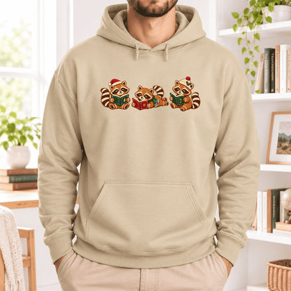Cozy Christmas Cats Softstyle Hoodie | Holiday Reader Gift Sand