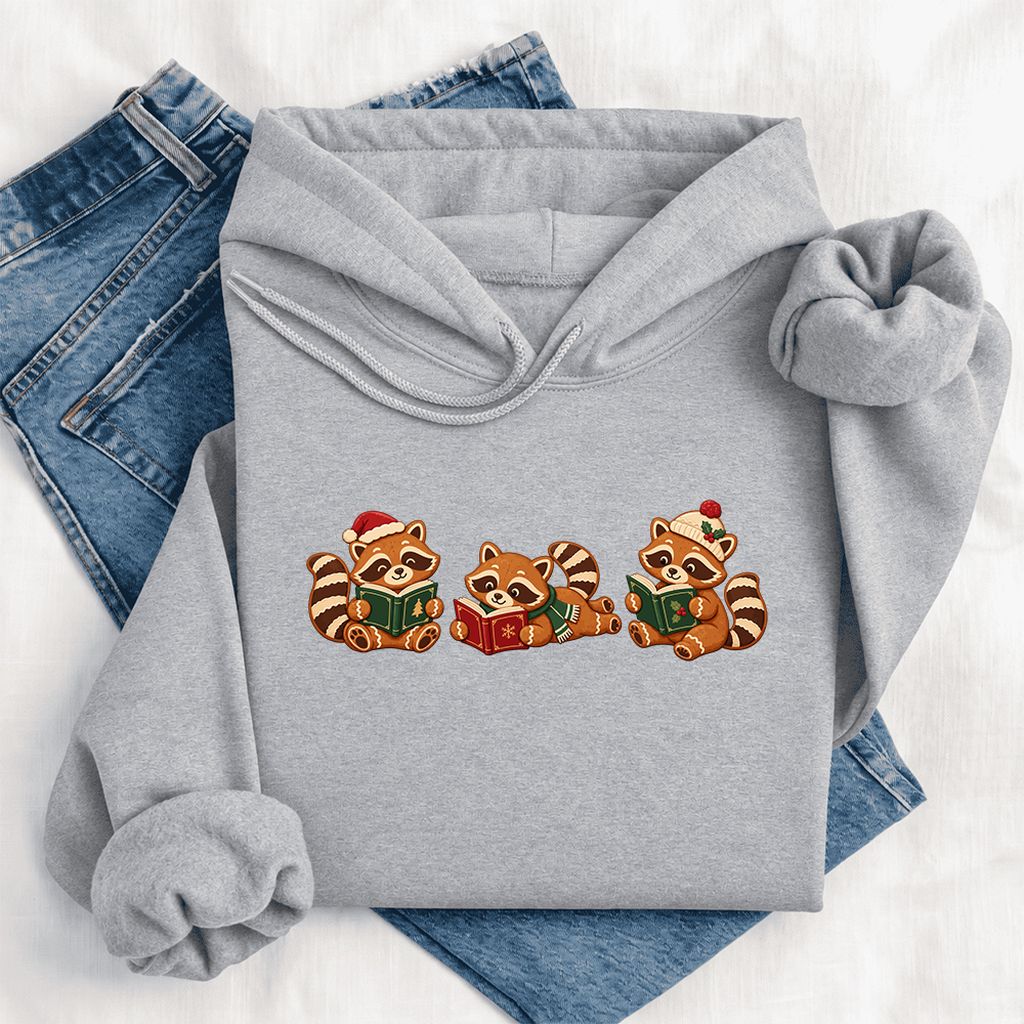 Cozy Christmas Cats Softstyle Hoodie | Holiday Reader Gift Sport Grey