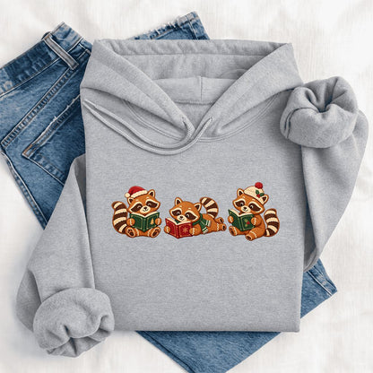 Cozy Christmas Cats Softstyle Hoodie | Holiday Reader Gift Sport Grey