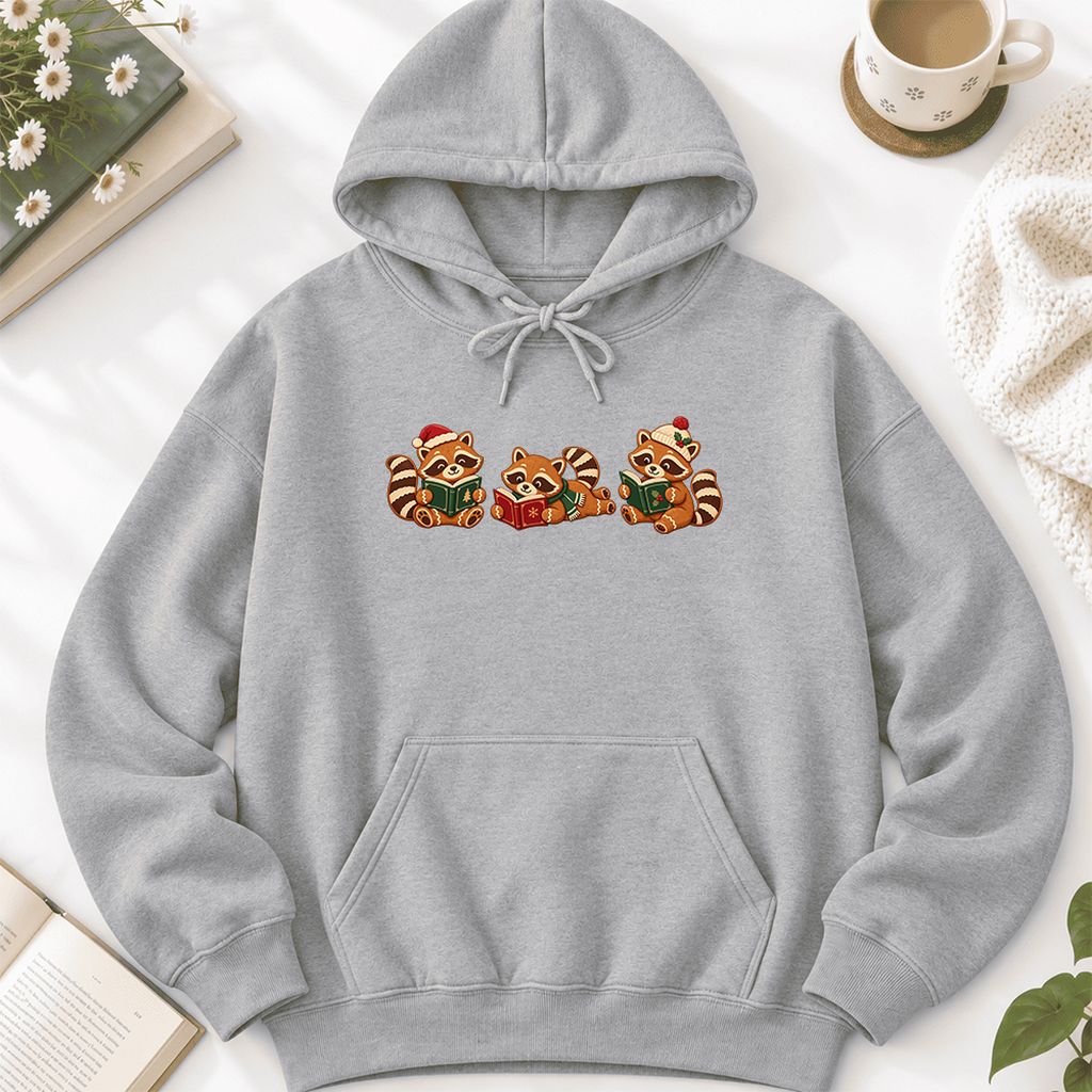 Cozy Christmas Cats Softstyle Hoodie | Holiday Reader Gift Sport Grey
