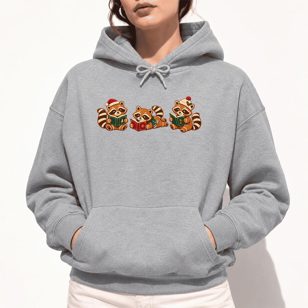 Cozy Christmas Cats Softstyle Hoodie | Holiday Reader Gift Sport Grey