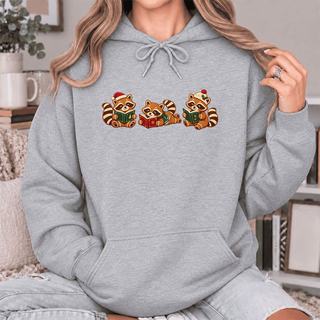 Cozy Christmas Cats Softstyle Hoodie | Holiday Reader Gift Sport Grey