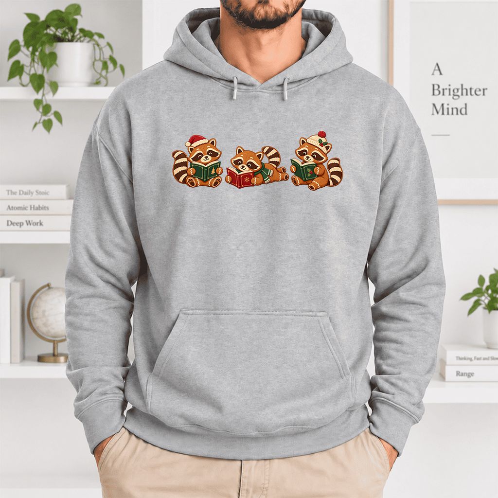 Cozy Christmas Cats Softstyle Hoodie | Holiday Reader Gift Sport Grey