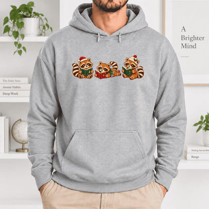 Cozy Christmas Cats Softstyle Hoodie | Holiday Reader Gift Sport Grey