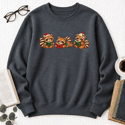 Cozy Christmas Cats Softstyle Sweatshirt | Holiday Reader Gift Dark Heather